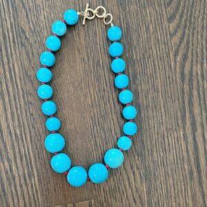 Turquoise Bead Necklace with Red Accents - Women's Jewelry